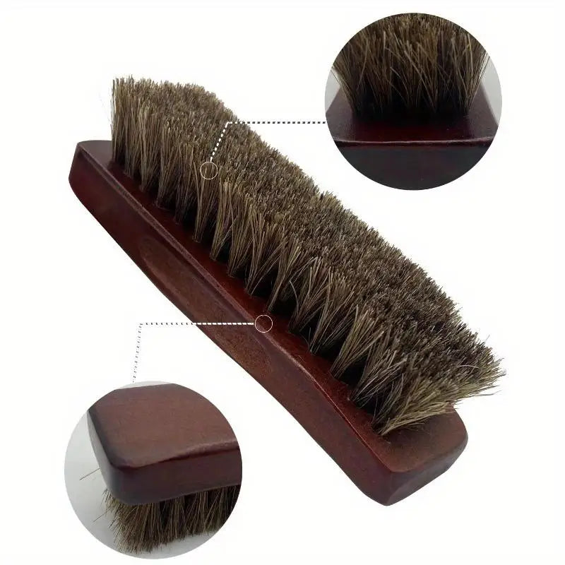 2-Pack Horsehair Shoe Brush – Leather Polishing & Cleaning Shoe Polishing Brush Babs
