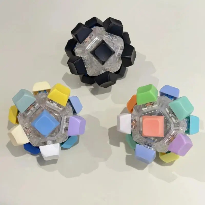 12-Key LED Fidget Keychain Clicker – Tactile Keyboard Cap Toy LED Fidget Keychain Babs