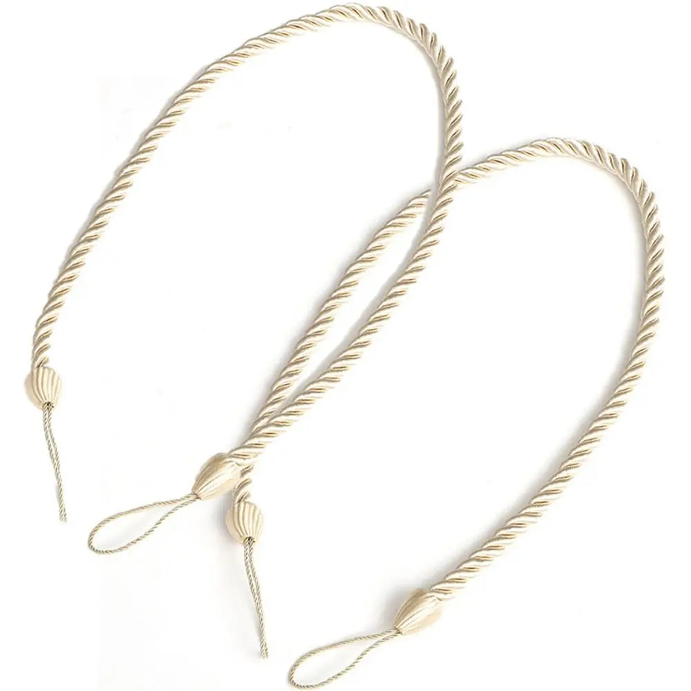 2Pcs Woven Curtain Tiebacks – Modern Twisted Rope Holdbacks Curtain Tiebacks Babs Beige