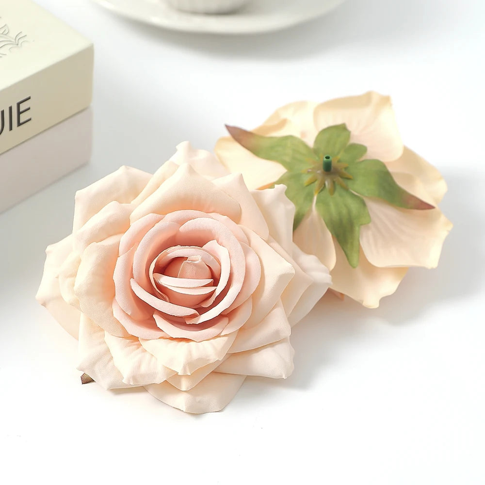 Silk Rose Artificial Flower Heads for Wedding & Home Decor 3/5 Pcs Artificial Flower Heads Babs G style 5Pcs