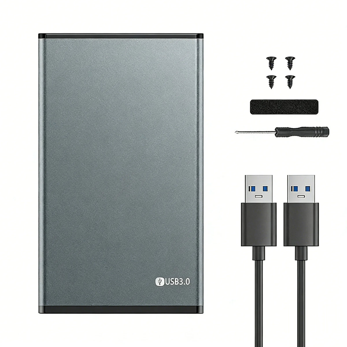 USB 3.0 Type-C 2.5" SATA SSD HDD Enclosure – Aluminum, 5Gbps HDD Enclosure Babs Silver