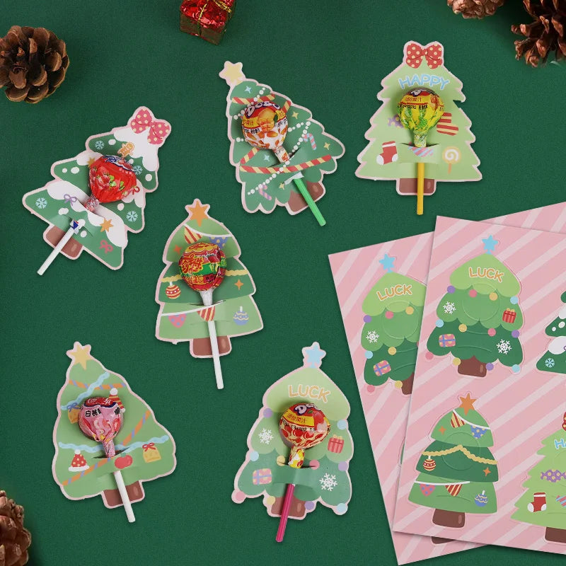 30pcs Christmas Lollipop Holder Cards | Xmas DIY Candy Gift Holiday Party Supplies Babs