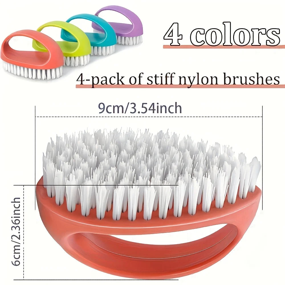 2PCS Heavy-Duty Nail Brush Hard Bristle Hand & Foot Scrub Nail Cleaning Brush Babs