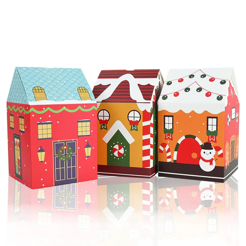 4pcs Christmas House Candy Gift Boxes – Holiday Party Treats Holiday Gift Box Babs