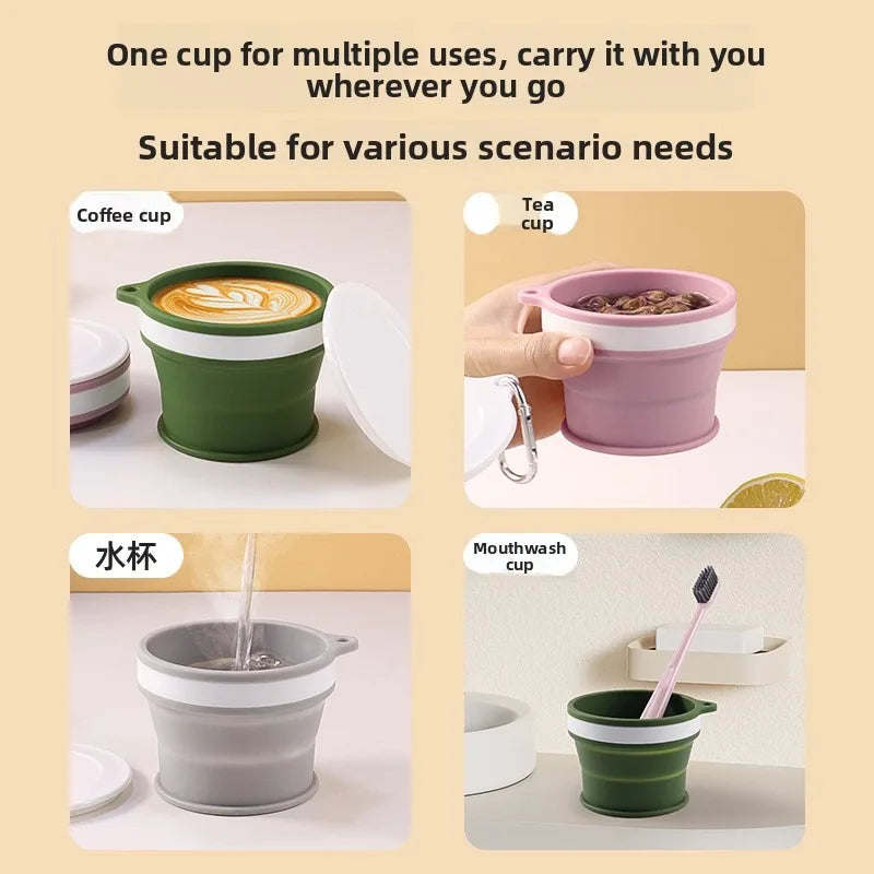 Foldable Silicone Travel Cup with Hook – Collapsible Mug Collapsible Travel Mug Babs