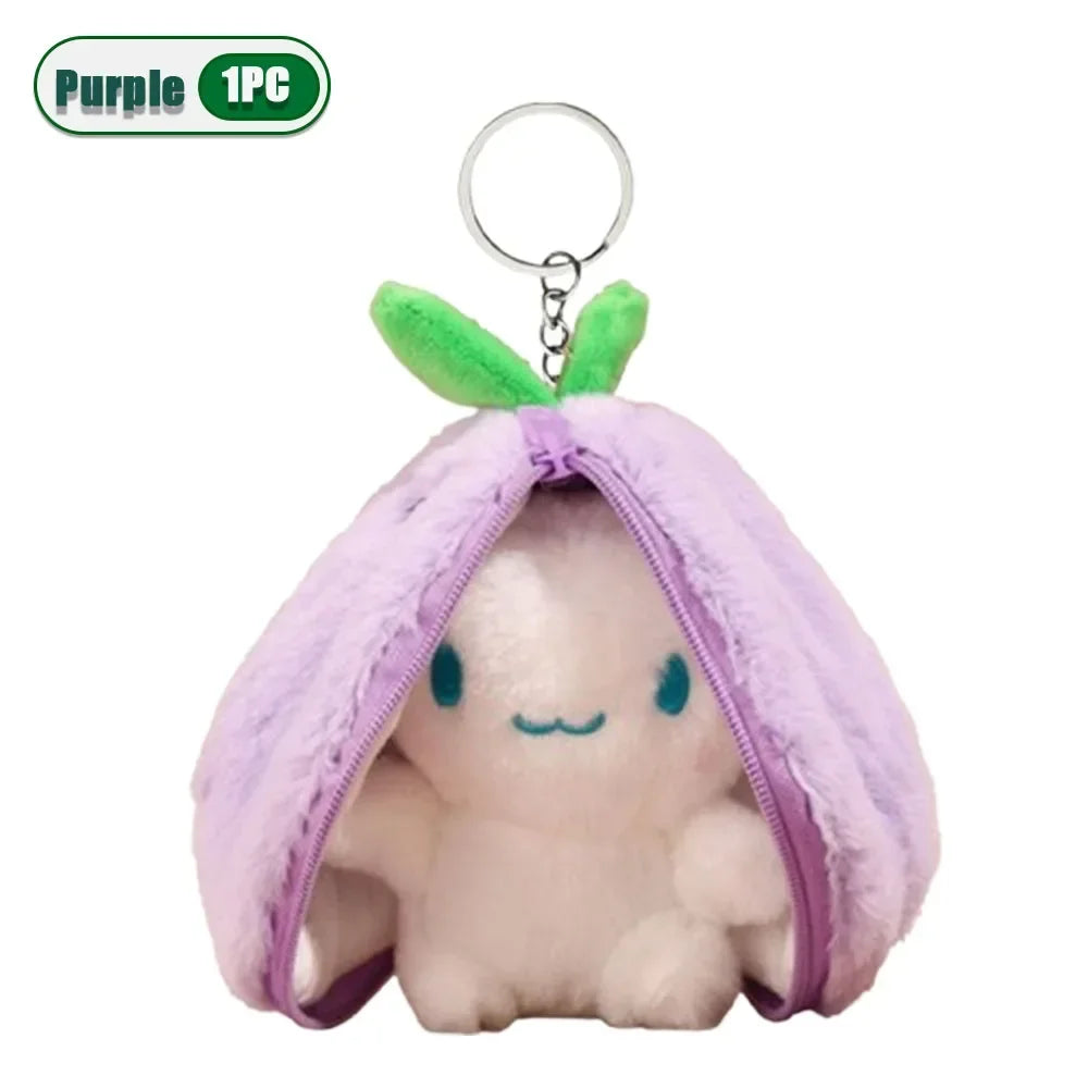 Transforming Bunny Plush Toy – Strawberry & Carrot Rabbit Doll Transforming Plush Toy Babs Purple-1PC