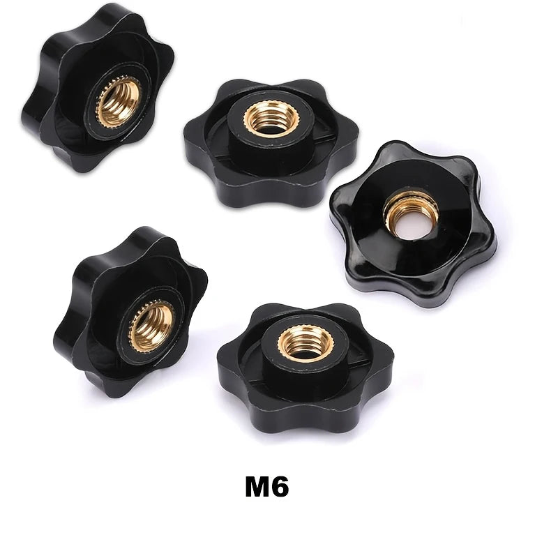 M5–M10 Copper Thumb Knob Nut – Star Hand Tighten Clamping Knob Thumb Knob Nut Babs 5Pcs-M6