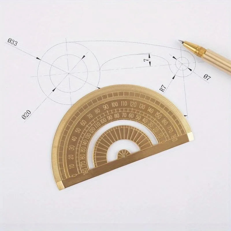 Metal Brass Protractor 0-180° | Math, Art & Design Tool Brass Protractor Babs
