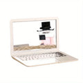 Mini Folding Makeup Mirror – Cute Laptop Design, Portable Compact Makeup Mirror Babs white
