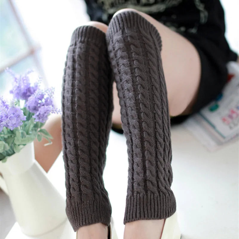 Ladies' Knit Leg Warmers – Boot Cuffs, Non-Slip, Soft Pink Knit Leg Warmers Babs Dark Grey