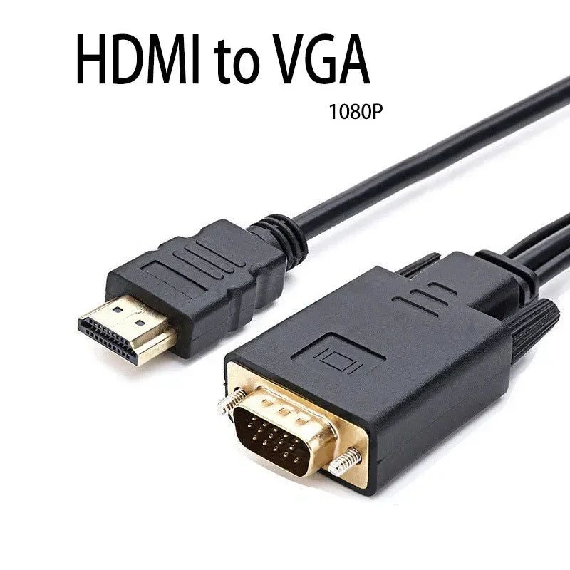 HDMI to VGA Cable Adapter 1080P 60Hz – Digital to Analog HDMI to VGA Cable Babs Black 1.8meters