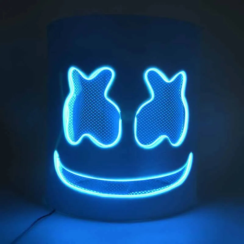 Cotton Candy DJ LED Headgear Mask – Holiday Party Prop LED Costume Mask Babs Blue
