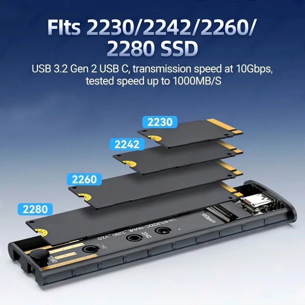 M.2 SSD Enclosure 10Gbps Aluminum NVMe SATA NGFF Tool-Free SSD Enclosure Babs