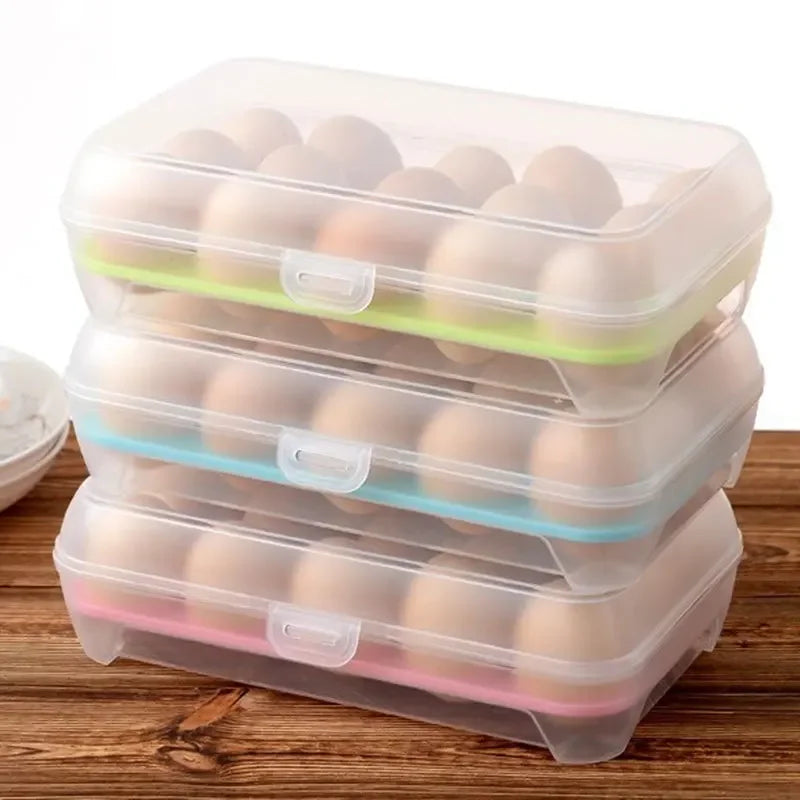 15-Grid Egg Storage Box with Lid – Fridge Egg Tray Egg Storage Box Babs