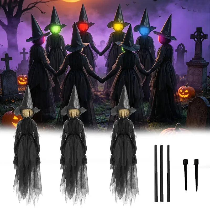 Glowing Halloween Witch Ornament | Sound-Activated LED Lights Halloween Outdoor Ornament Babs