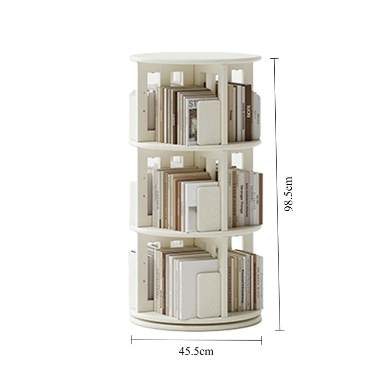 Rotating 6-Tier Wood Corner Bookshelf – Modern Bookcase Rotating Bookcase Babs White 3 layers