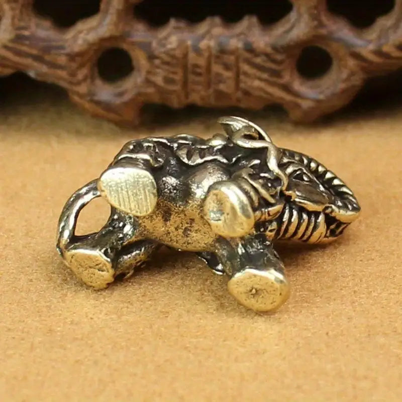 2pcs Brass Elephant Couple Desktop Ornament – Unique Home Decor Desktop Figurine Set Babs