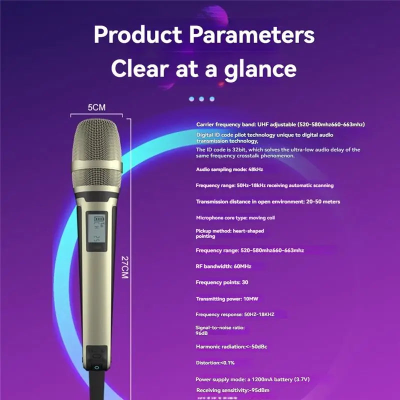UHF Wireless Microphone – SKM9000 | 50m Range, Adjustable Wireless Microphone Babs