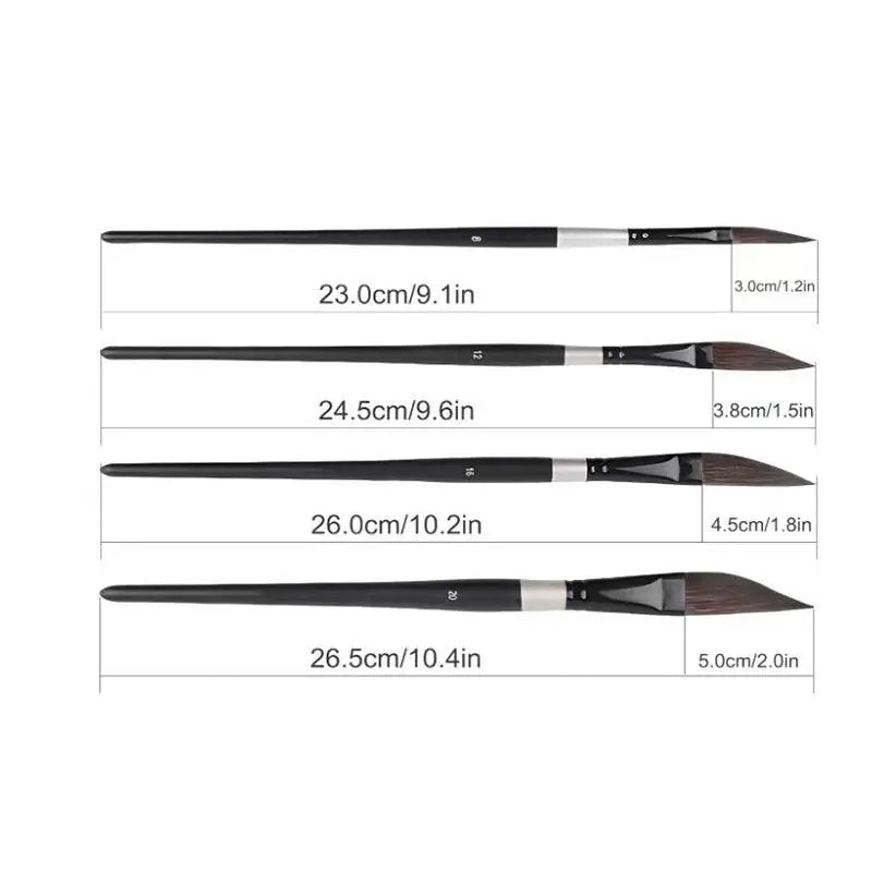 4-Piece Art Paint Brush Set – Watercolor, Gouache & Acrylic Art Paint Brush Set Babs 4pcs