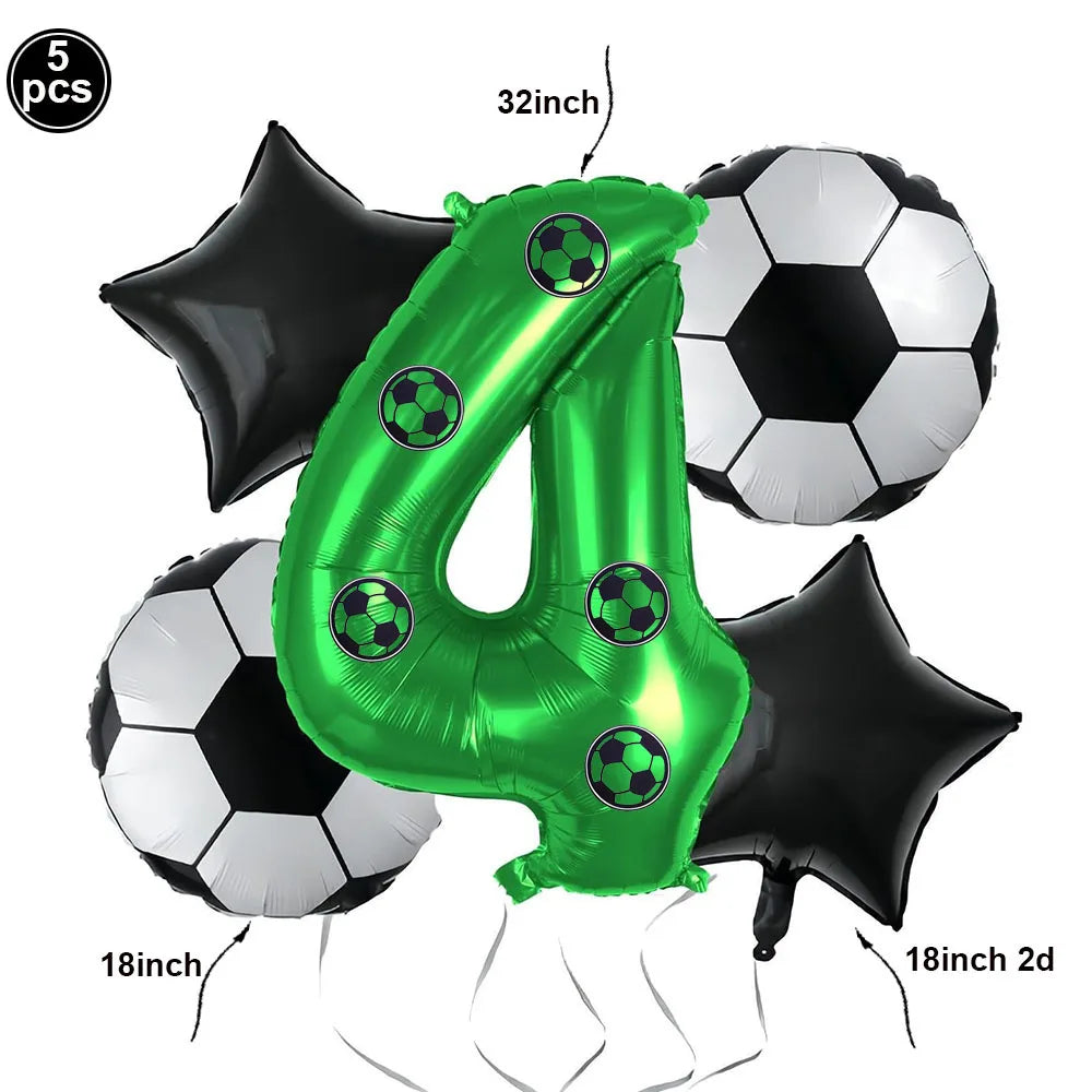 Boy's 8th Birthday Soccer Foil Balloons Party Set Birthday Party Balloons Babs iridescent As pictures show