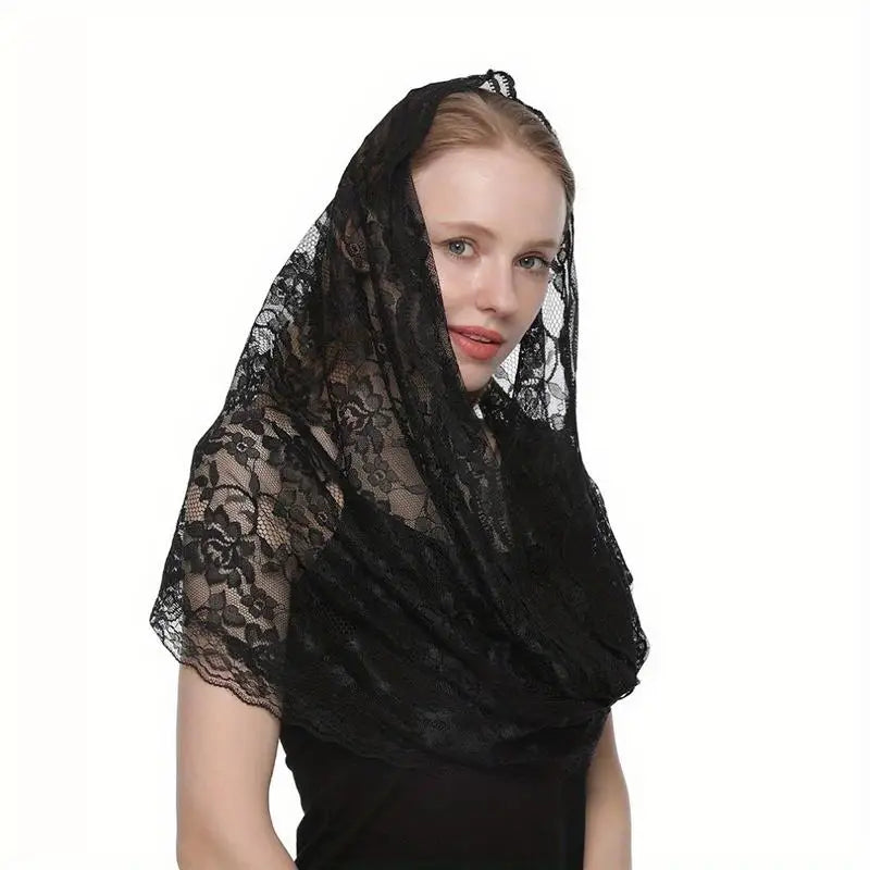 Premium Flower Lace Hijab Scarf Shawl – Tassel Bandana Headwrap Lace Hijab Scarf Babs