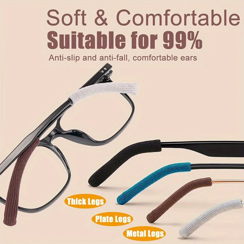 4 Pairs Soft Knit Glasses Ear Grip Covers – Anti-Slip Temple Tips Eyeglass Temple Covers Babs