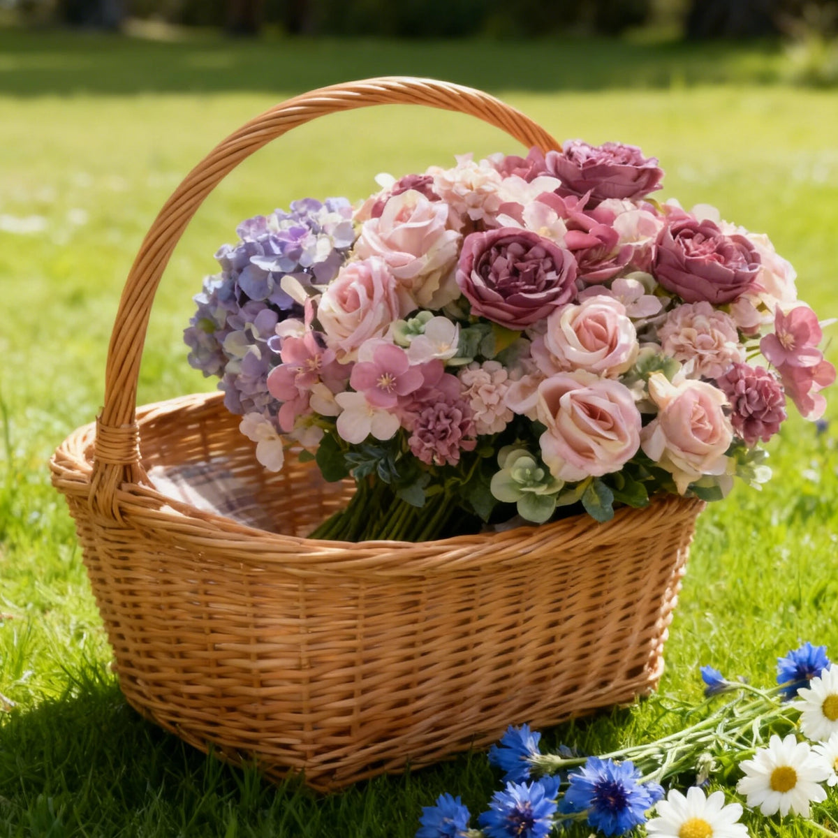 Silk Artificial Rose Peony Hydrangea Flower Spray | DIY Décor Artificial Flower Spray Babs