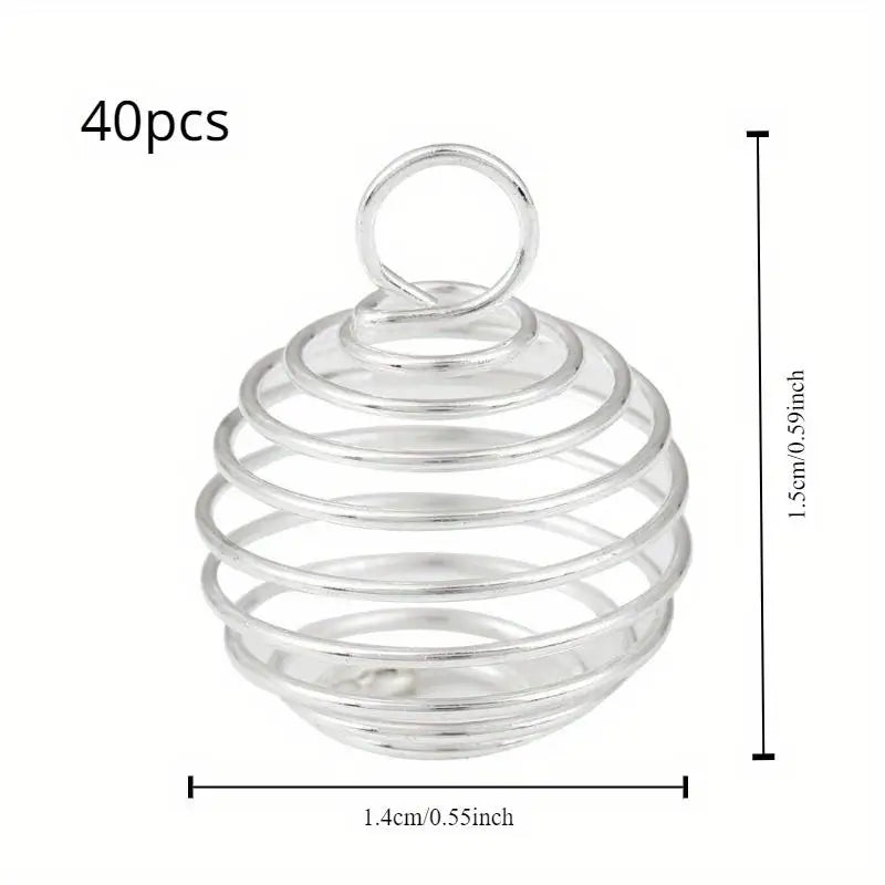 40pcs Hollow Lantern Ball Spring Pendants – DIY Jewelry Making Jewelry Making Pendant Babs Silvery-40pcs