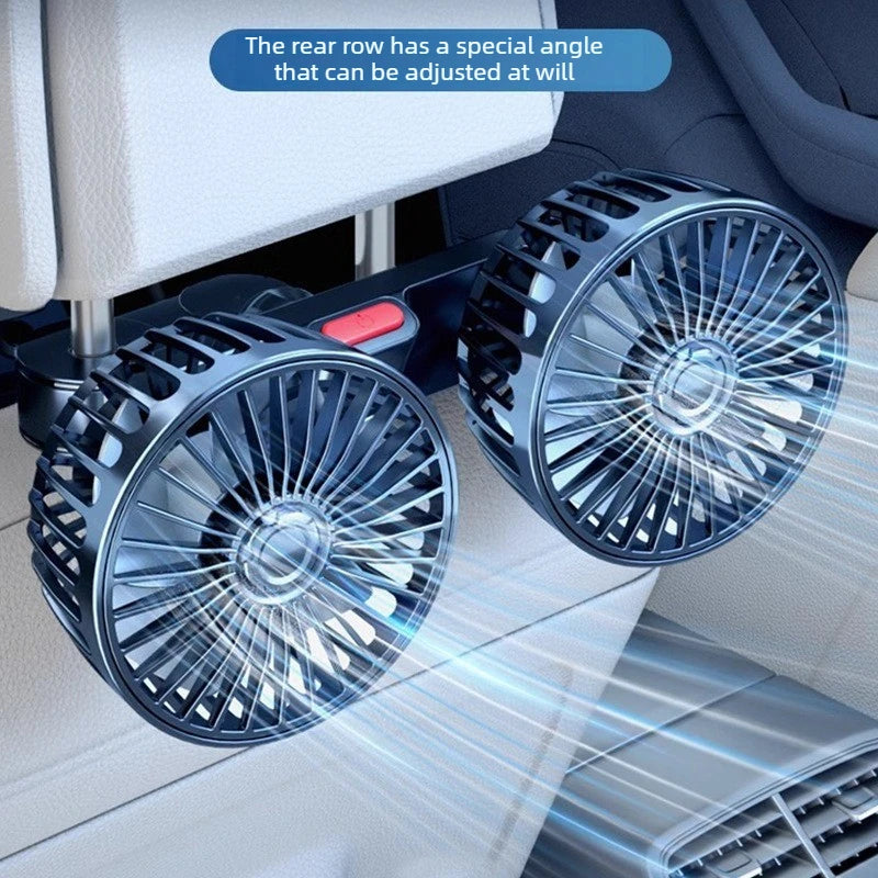 Dual Head USB Car Fan – 3-Speed Adjustable Backseat Cooling USB Car Fan Babs