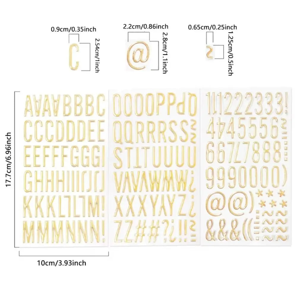 3D Gold Letter Stickers – Waterproof Self-Adhesive DIY Alphabet DIY Craft Stickers Babs