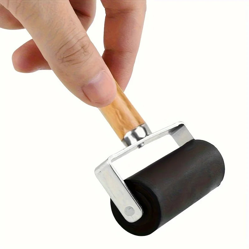 Rubber Brayer Roller – Wooden Ink Roller for Printmaking & Art Printmaking Brayer Roller Babs