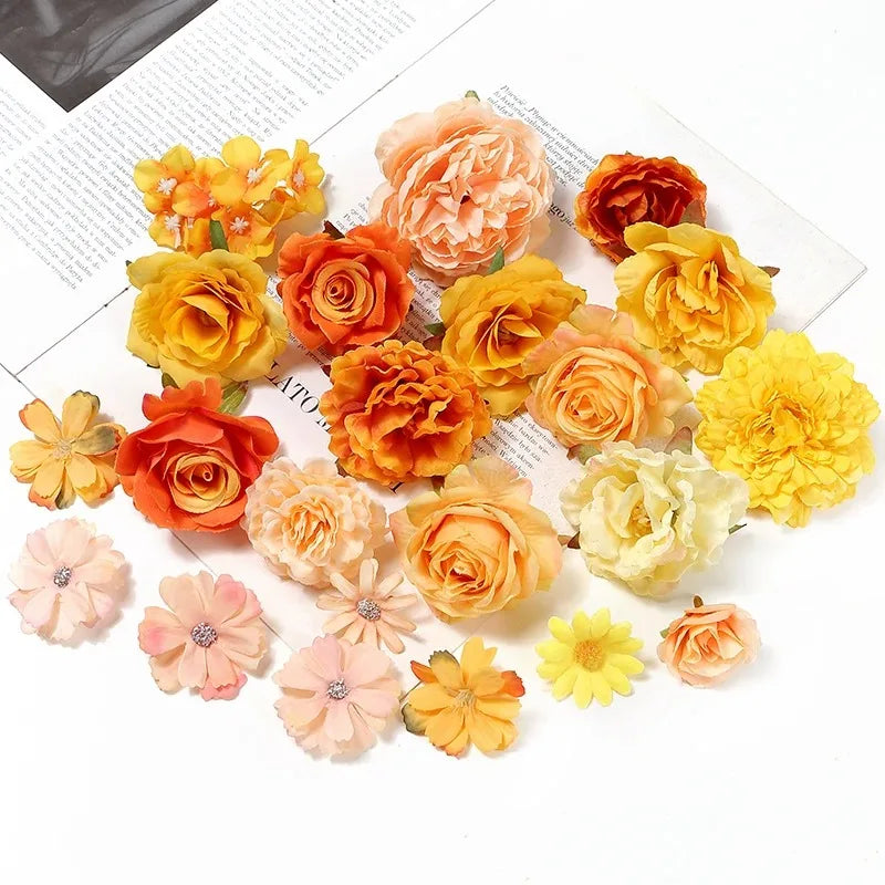 Orange Silk Rose Artificial Flowers – Wedding & Home Décor Artificial Silk Flowers Babs