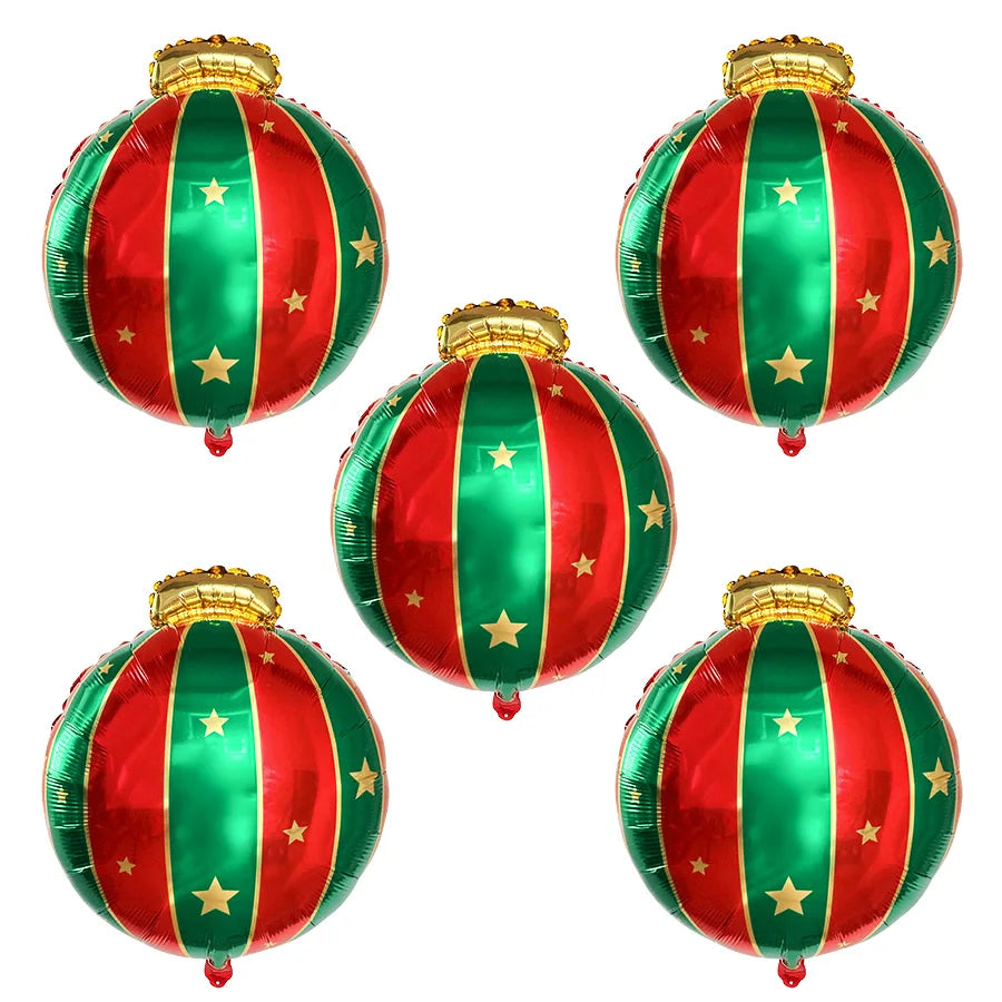 5-Pack Large Christmas Foil Balloon Ball Ornaments – Xmas Décor Christmas Balloon Ornaments Babs 5Pcs Other