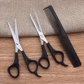 3-Piece Hairdressing Scissors Set – Bang, Thinning & Comb Hair Scissors Set Babs black