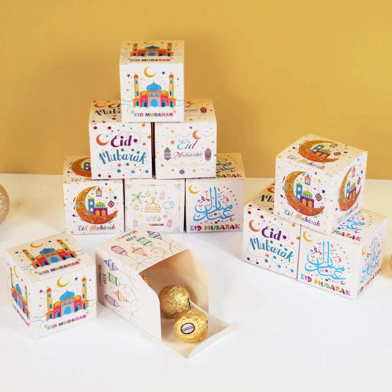 Eid Mubarak Candy Gift Boxes – Ramadan Decoration 5/10 Pcs Festive Gift Box Babs