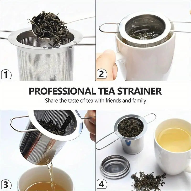 Stainless Steel Mesh Tea Infuser with Lid – Loose Leaf Strainer Mesh Tea Infuser Babs