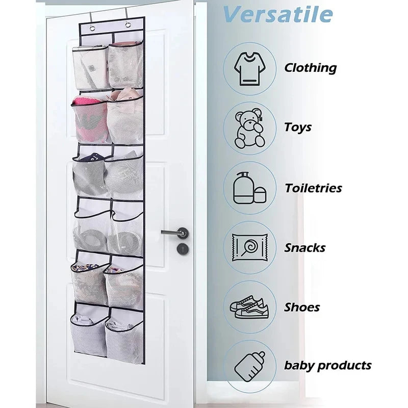 12-Pocket Door Hanging Shoe Organizer with Mesh Pockets Door Shoe Organizer Babs