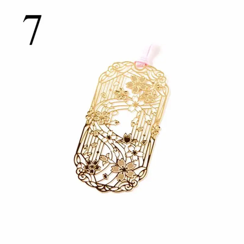 3-Pack Hollow Metal Flower Bookmarks – Golden Paper Clip Gift Metal Bookmark Set Babs