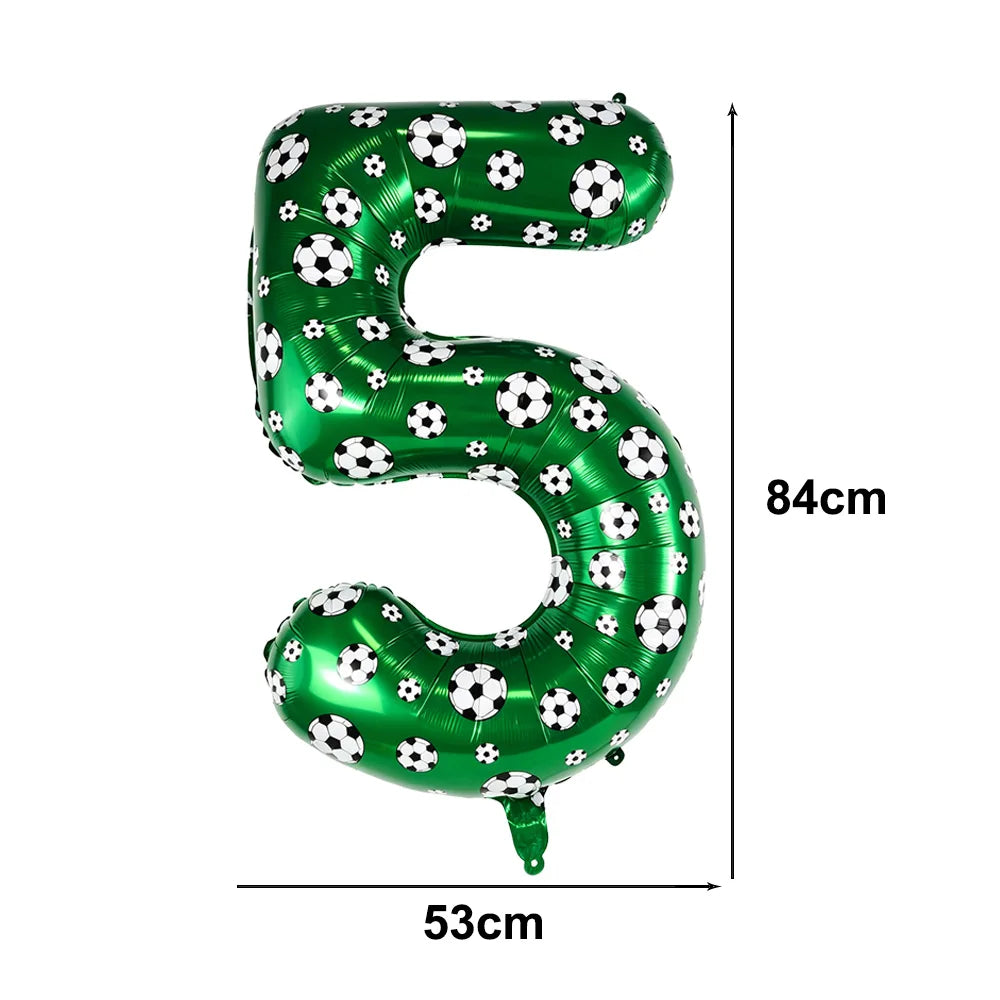 Green Soccer Number Foil Balloons Set 0-9 | Football Party Decor Party Foil Balloons Babs A number-5 As pictures show