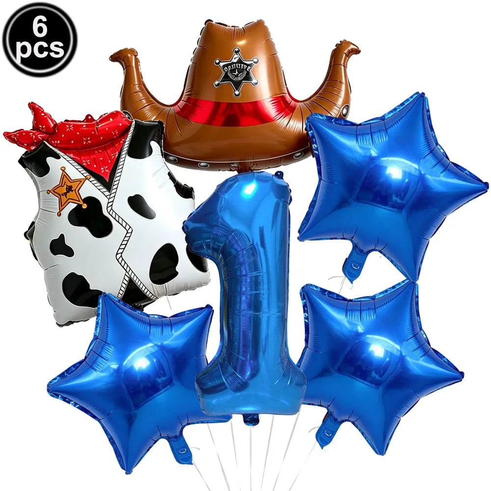 Western Cowboy Foil Balloon Set – 6pc Birthday Party Decor