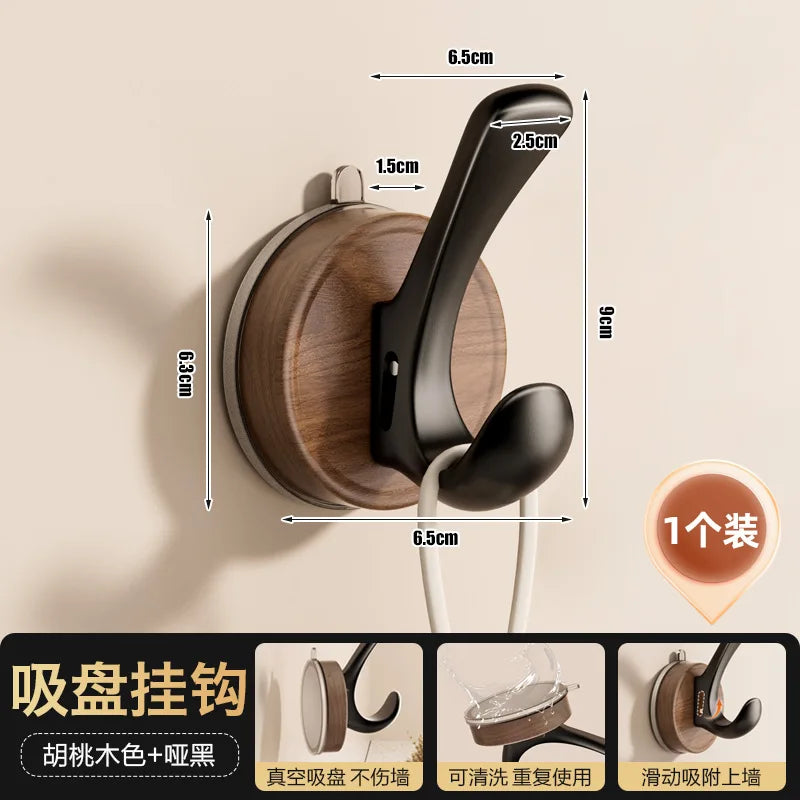 No-Drill Suction Cup Hooks – Bathroom & Kitchen Hanger 1-2 Pack Suction Cup Hooks Babs Black-1pcs