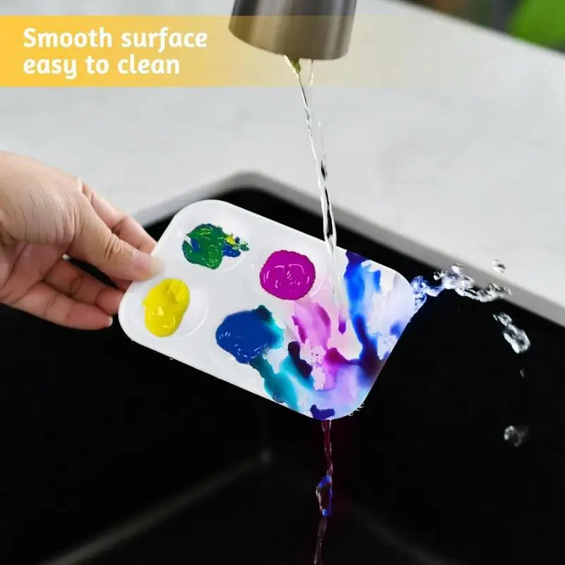 100-Pack Plastic Paint Trays 6-Well Palette for Kids & Artists Paint Palette Set Babs