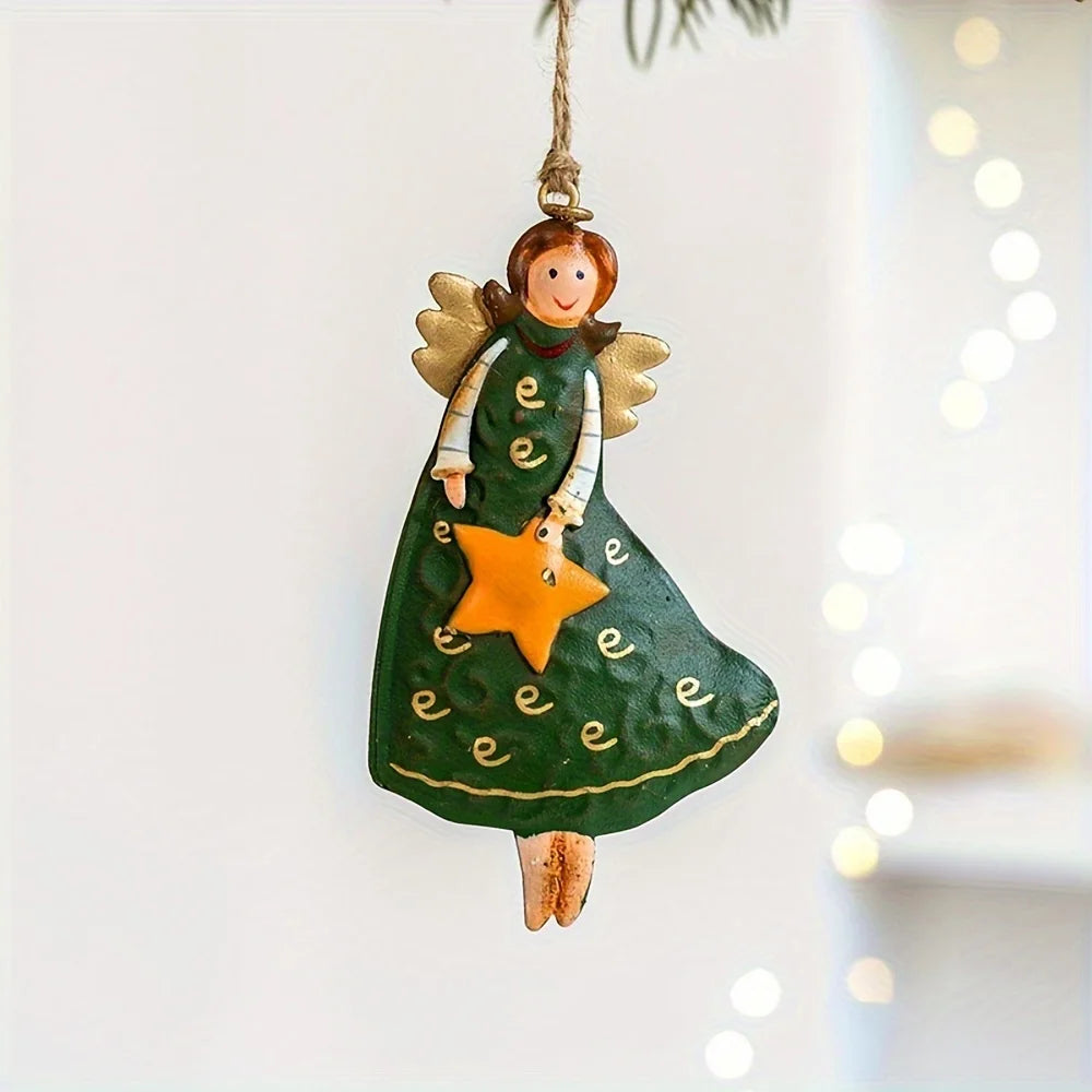 Set of 4 Vintage Angel Wooden Christmas Tree Ornaments Christmas Tree Ornament Babs