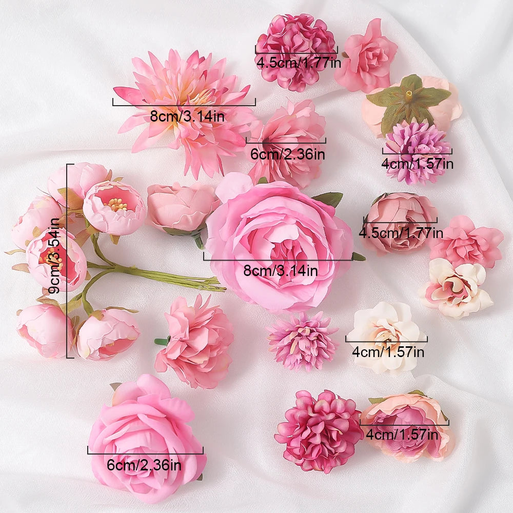Silk Artificial Rose Flower Heads 16-19 Pcs – Wedding Décor Artificial Flower Heads Babs