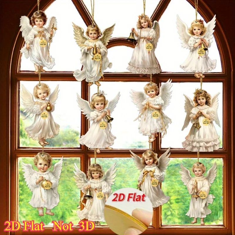 12pc Vintage Christmas Angel Wooden Ornaments | Holiday Decor Christmas Ornaments Babs