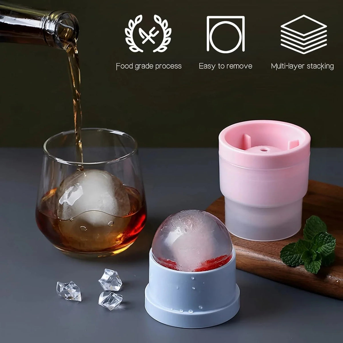 Round Ice Ball Mold – Slow-Melting Sphere Ice Cube Maker Ice Ball Mold Babs