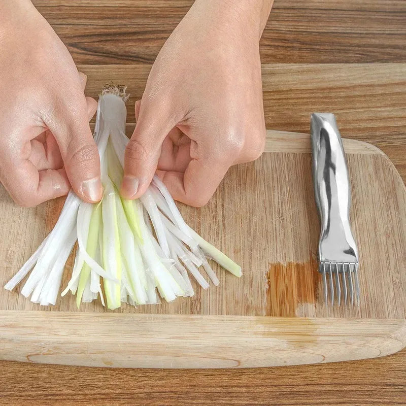 Stainless Steel Green Onion Shredder Knife – Curved Handle Vegetable Shredder Knife Babs