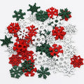 50Pcs 24mm Wooden Snowflake Chips – Christmas DIY Craft Decor Wooden Craft Shapes Babs Mix