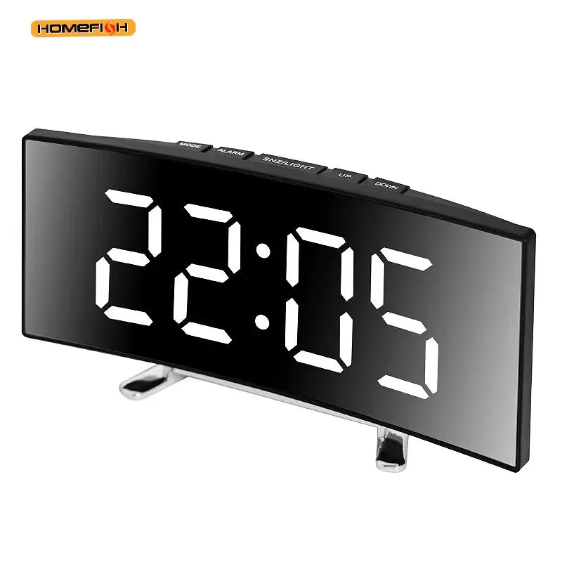 LED Mirror Digital Alarm Clock – Mirrored Electronic Desk Clock LED Mirror Alarm Clock Babs