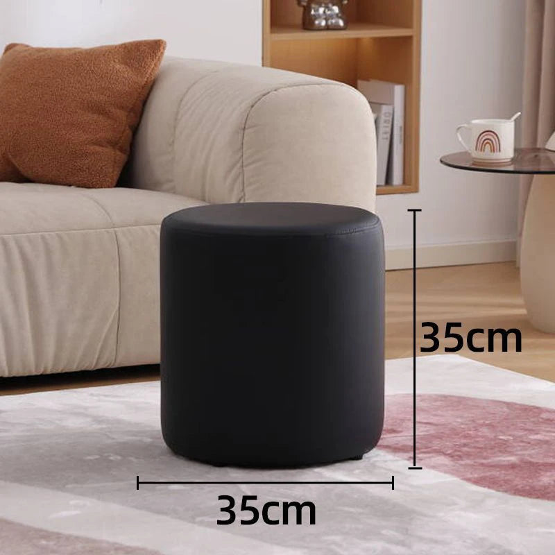 Nordic Pine Wood Ottoman Stool – Modern Cushioned Vanity Pouf Ottoman Stool Pouf Babs Black small